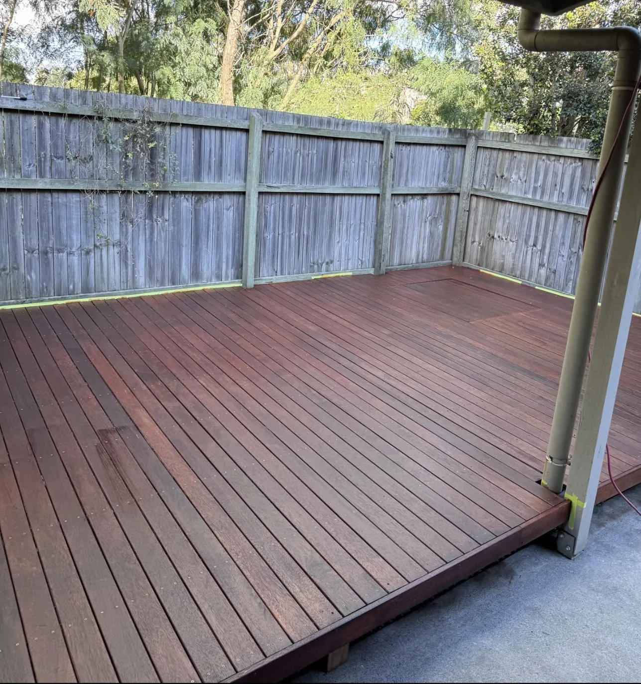 After deck staining at the same residential timber deck
