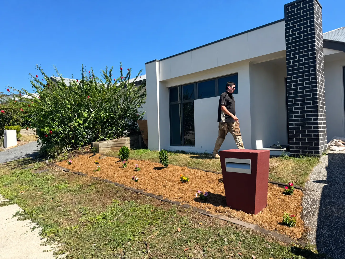 After landscaping and outdoor improvements at the same residential front garden