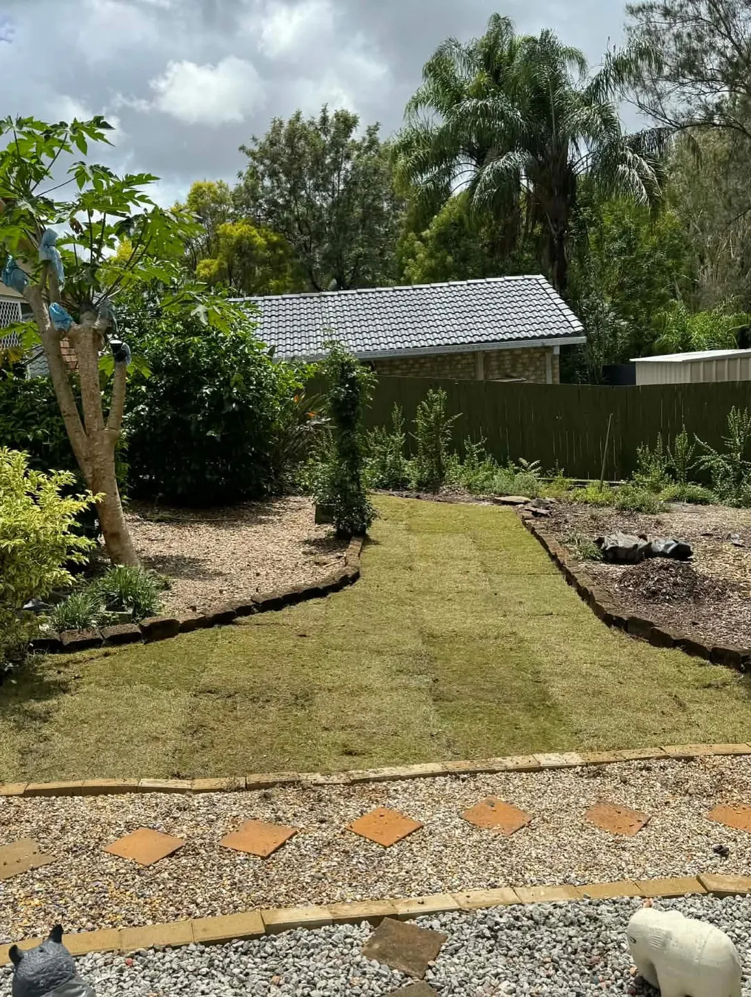 Turf installation process step 3: finished result